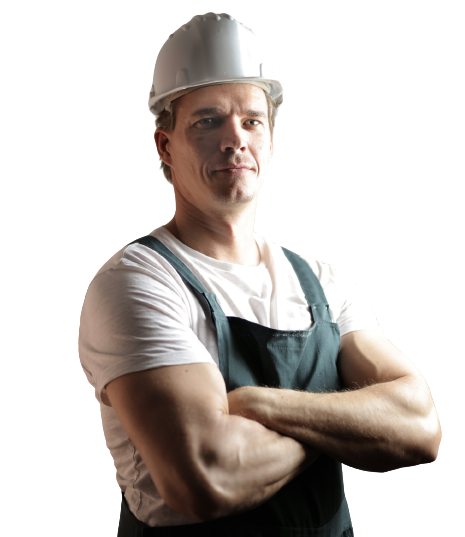 Confident tradie with arms folded